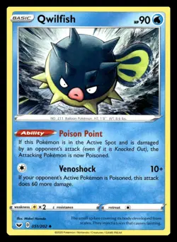 Qwilfish Uncommon 051/202 SWSH01: Sword & Shield Base Set Pokemon Card - Image 1