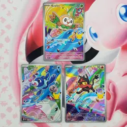 Rowlett 043 + Litten 044 + Popplio 045 - First Partner Pokemon Cards #L477 - Image 1