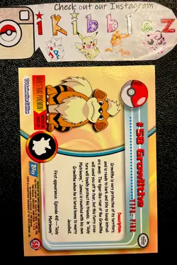 Growlithe #58 NM Holo Foil TOPPS Blue Label Pokemon Card. Free Tracked Shipping! - Image 2