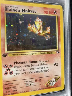 Pokemon TCG 2000 Gym Heroes Blaine's Moltres Holo Card 1st Edition 1/132 PSA 8 - Image 2