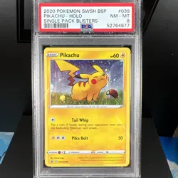2020 POKEMON SWSH BLACK STAR PROMO #039 PIKACHU-HOLO PSA 8 - Image 1