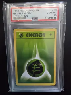 1999 POKEMON BASE SET 1ST EDITION #99 GRASS ENERGY PSA 10 - Image 1