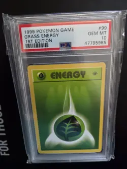 1999 POKEMON BASE SET 1ST EDITION #99 GRASS ENERGY PSA 10 - Image 2