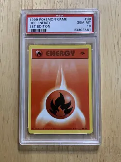 1999 Pokemon Base Set 1st Edition Shadowless Fire Energy #98 PSA 10 Gem Mint - Image 1