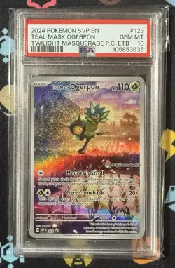PSA 10 GEM MT Teal Mask Ogerpon - 123 (Pokemon Center Stamp) 123 Sv PROMO - Image 1