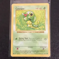 Pokemon Card Caterpie Shadowless Base Set Common 45/102 Near Mint super clean - Image 1