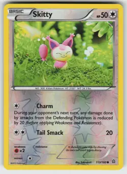 Skitty Reverse Holo Common XY - Primal Clash 113/160 Pokemon - Image 1