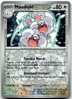 Pokemon Maushold Surging Sparks SSP #158/191 Uncommon Reverse Holo NM LOOK! - Image 1