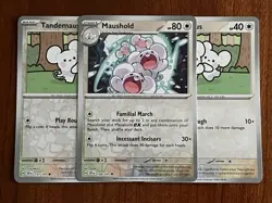 Tandemaus 157/191 Maushold 158/191 X2 Reverse Holo Surging Sparks Pokemon TCG NM - Image 1