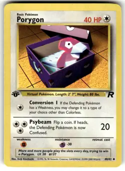 Pokemon TCG Team Rocket 1st Edition #48/82 Porygon LP+ - Image 1