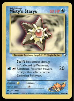 Pokemon Cards Misty's Staryu 90/132 Gym Heroes Common LP - Image 1