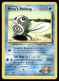 Pokemon Cards Misty's Poliwag 87/132 Gym Heroes Common MP *2 - Image 1