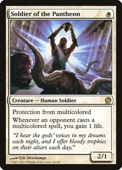 MTG Soldier of the Pantheon [Theros] Lightly Played Magic - Image 1