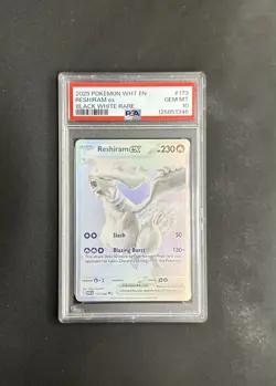 2025 POKEMON WHT EN-WHITE FLARE BLACK WHITE RARE #173 RESHIRAM EX PSA 10 - Image 1