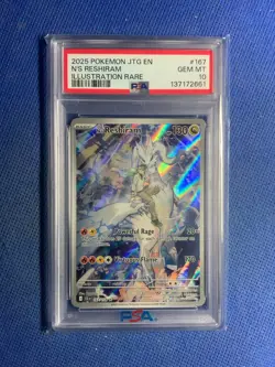 2025 POKEMON JTG EN-JOURNEY TOGETHER ILLUSTRATION RARE #167 N'S RESHIRAM PSA 10 - Image 1