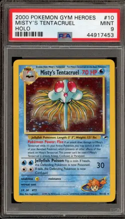 Pokemon Misty's Tentacruel Gym Heroes Unlimited Holo Rare #10 PSA 9 Mint - Image 1