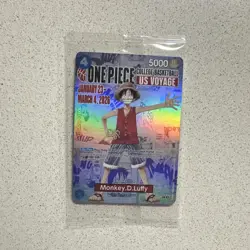 Bandai Namco Monkey D. Luffy Full Art Holo Promo US Voyage One Piece CCG P-055 - Image 1