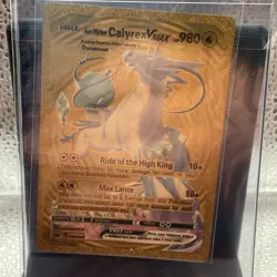 Ice Rider Calyrex VMAX Pokemon Gold Foil Card Fan Art HP980 P1 - Image 2