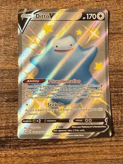 Ditto V SHINY SV118/SV122 Shining Fates NM Full Art Ultra Rare Pokemon - Image 1
