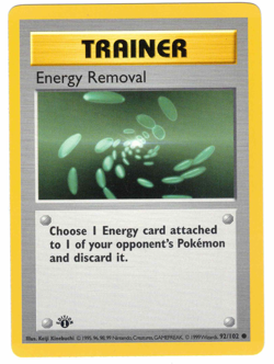 Energy Removal 92/102 Base Set 1st Edition Rare Vintage Pokemon Card - Image 1