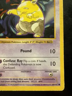 Pokemon Drowzee Common 1st Edition Base Set Shadowless 49/102 (MP) - Image 5