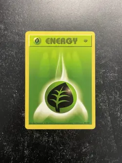 1st Edition Grass Energy 101/102 Shadowless Base Set Pokemon Card NM - Image 1
