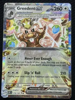 Pokemon Greedent ex 179/197 SV03 Obsidian Flames Double Rare Holo 260HP - Image 1