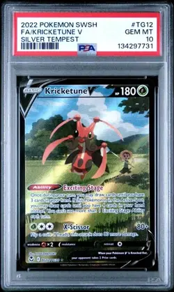 2022 Pokemon FA/Kricketune V #TG12 Silver Tempest Full Art Holo PSA 10 Gem Mint - Image 1