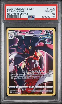 2022 POKEMON SWORD & SHIELD SILVER TEMPEST #TG06 FA/MALAMAR PSA 10 - Image 1