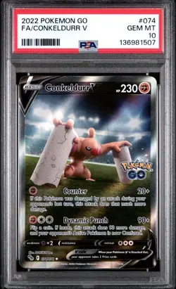 2022 POKEMON GO #074 FULL ART/CONKELDURR V PSA 10 - Image 1