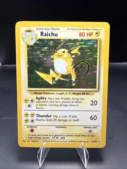 Pokemon Raichu Holo Rare 14/102 1999 Unlimited Pokemon TCG Raw Card B - Image 2