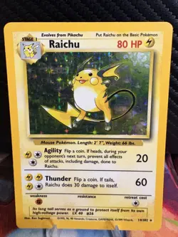 Raichu 14/102 Holo Rare Base Set WOTC 1999 Pokemon Card LP - Image 1