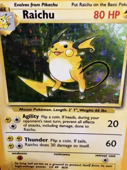 Raichu 14/102 Holo Rare Base Set WOTC 1999 Pokemon Card LP - Image 2