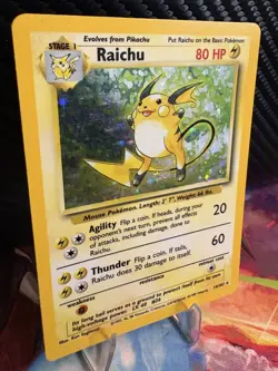 Raichu 14/102 Holo Rare Base Set WOTC 1999 Pokemon Card LP - Image 4