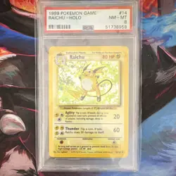 Pokemon Raichu Base Set Holo Rare 14/102 PSA 8 Wizards of the Coast 1999 - Image 1