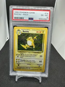 1999 Pokemon Game Raichu - Holo 14/102 Base Set PSA 6 EX-MT - Image 1