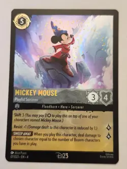 D23 Expo Exclusive Disney Playful Sorcerer Mickey Mouse Lorcana Promo Card - Image 1