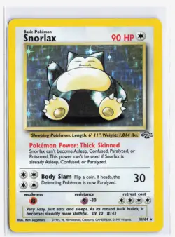 Pokemon Card Snorlax Holo Unlimited Jungle Set WotC 1999 Ultra Rare 11/64 LP - Image 1