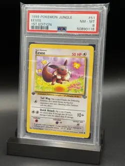 Eevee 1st Edition Pokemon Jungle 51 NM PSA 8 - Image 1