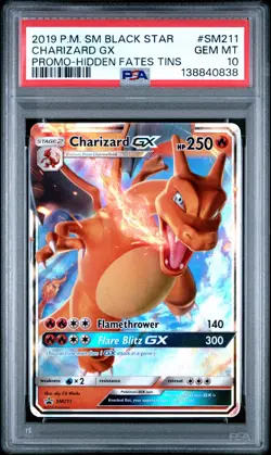 2019 Black Star Promo Hidden Fates Tins # SM211 Charizard GX PSA 10 GEM MINT! - Image 1