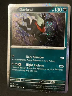 Darkrai 136/197 Cosmos Holo 🌀 SWIRL 🌌 Pokemon OBF NM - Image 1