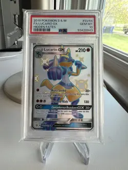Pokemon Lucario GX SV64/SV94 Hidden Fates Shiny Vault Holo PSA 10 - Image 2