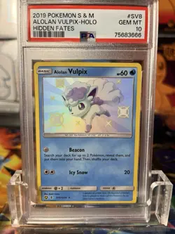 Pokemon PSA 10 Alolan Vulpix SV8/SV94 Shiny Vault SM Hidden Fates - Image 1
