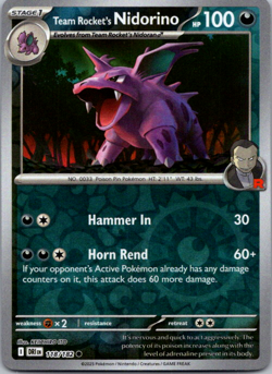 Team Rocket's Nidorino 118/182 Destined Rivals Reverse Holo Pokemon - Image 1