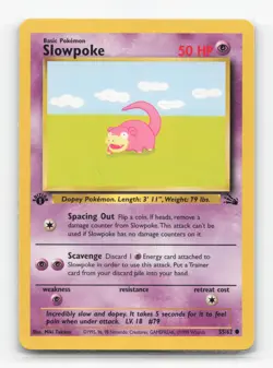 Pokemon TCG - Slowpoke 55/62 Lightly Played Common Fossil 1st Edition - Image 1
