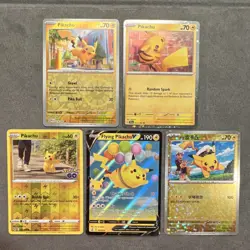 Pokemon TCG 5 Card Lot Holo Foil Pikachu Flying Pikachu Promo Pokemon GO - Image 1