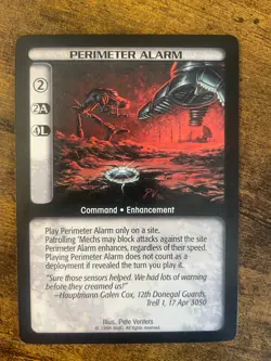 Battletech CCG TCG Card Game Rare Limited ed Perimeter Alarm - Image 1