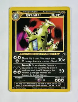 Tyranitar 2001 Pokemon Neo Discovery Unlimited Rare #31/75 * Damaged - Image 1