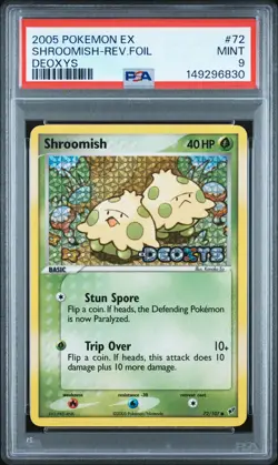 2005 POKEMON EX DEOXYS #72 SHROOMISH-REVERSE FOIL PSA 9 - Image 1