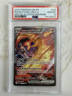 Pokemon Moltres EX TCG Team Rockets Card 229/182 Sir Destined Rivals PSA 10 - Image 1